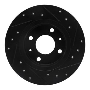 Nissan Pulsar NX Brake Rotor (1) - Front Left - R1 Concepts - Drilled & Slotted - Black - `86-`06